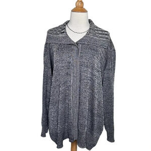 Exclusively Misook 3X plus-size heather gray‎ snap button knit sweater jacket